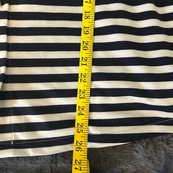 Bobeau Striped Dark Navy and White Cardigan with Gold Buttons Size 1X - Picture 9 of 10